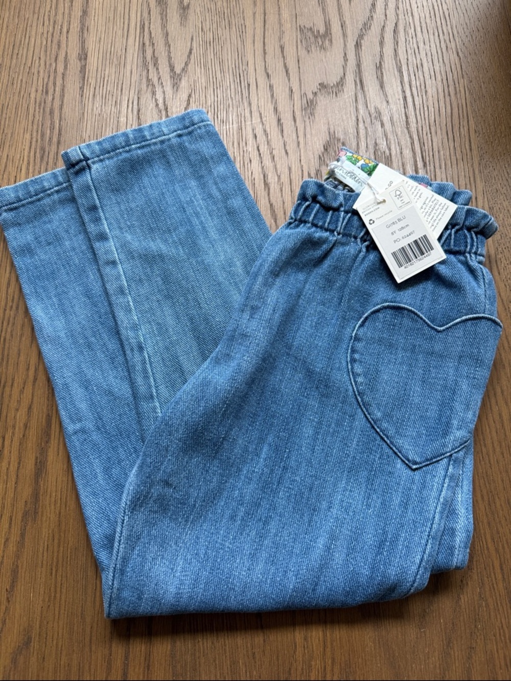 NWT Mini Boden Jeans with Heart Pockets Size 8Y
